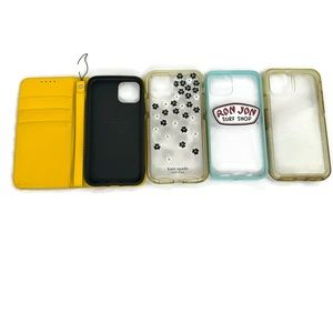 iPhone 11 Pro 4 Case Bundle, Yellow Leather with Credit Card, Kate Spade & More